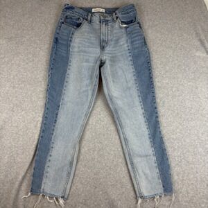 Abercrombie & Fitch Jeans Womens Size 8 W29 Blue Hi Rise Mom Two Tone Raw Hem